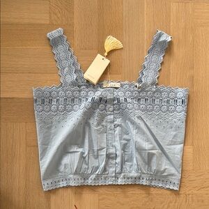DOEN Estelle Top in Light Blue Size L NWT